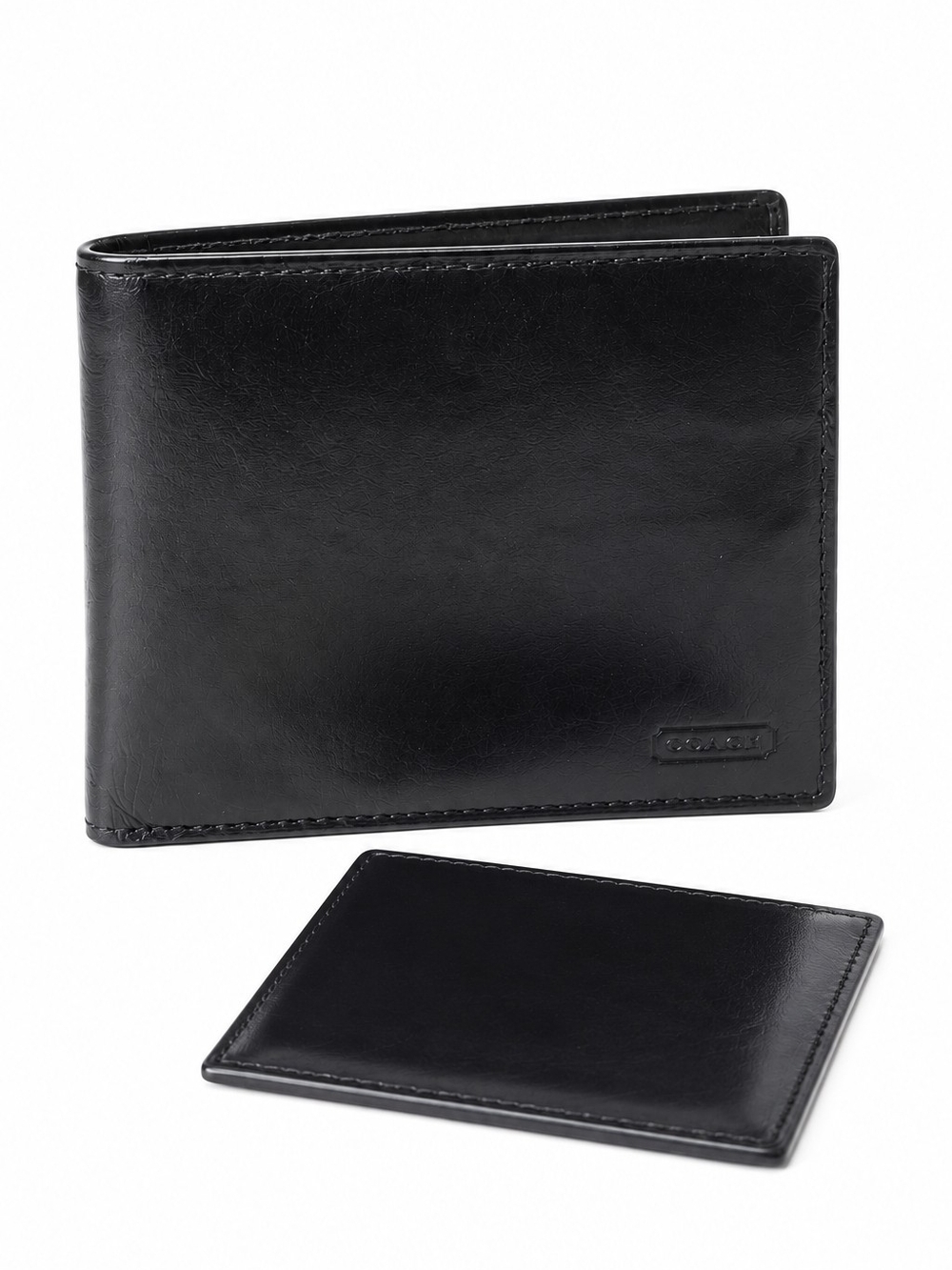 Vintage Coach Black soft Leather Bifold Wallet + Removable Card Holder